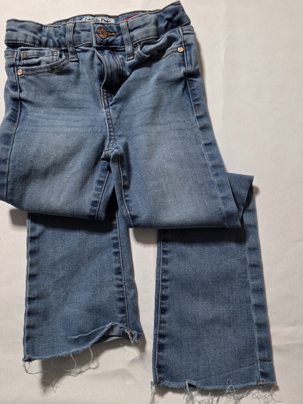 Celebrity Pink Little Girls' Mid Rise Flare Jeans - Medium Wash Raw Hem